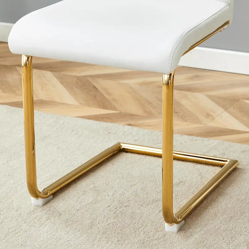 Set di sedie da pranzo in PU, sedie da pranzo nere dal design unico, materiale in PU, abbinate a gambe in metallo dorato (set da 4)