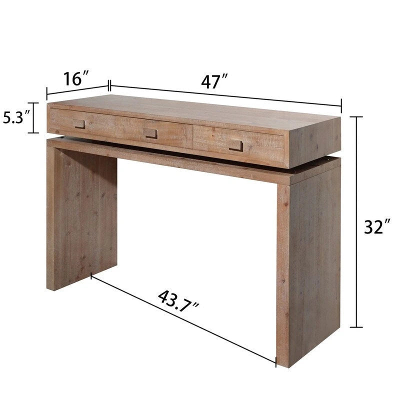Tavolo da ingresso da 47 pollici con cassetti, Consolle in legno per ingresso, corridoio, atrio, ufficio