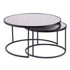 Set di 2 tavolini da caffè rotondi a specchio nidificati per soggiorno - 32 x 32 x 17