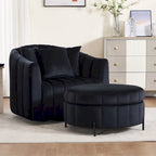 Poltrona girevole moderna da 40,4 W, poltrona singola girevole con pouf