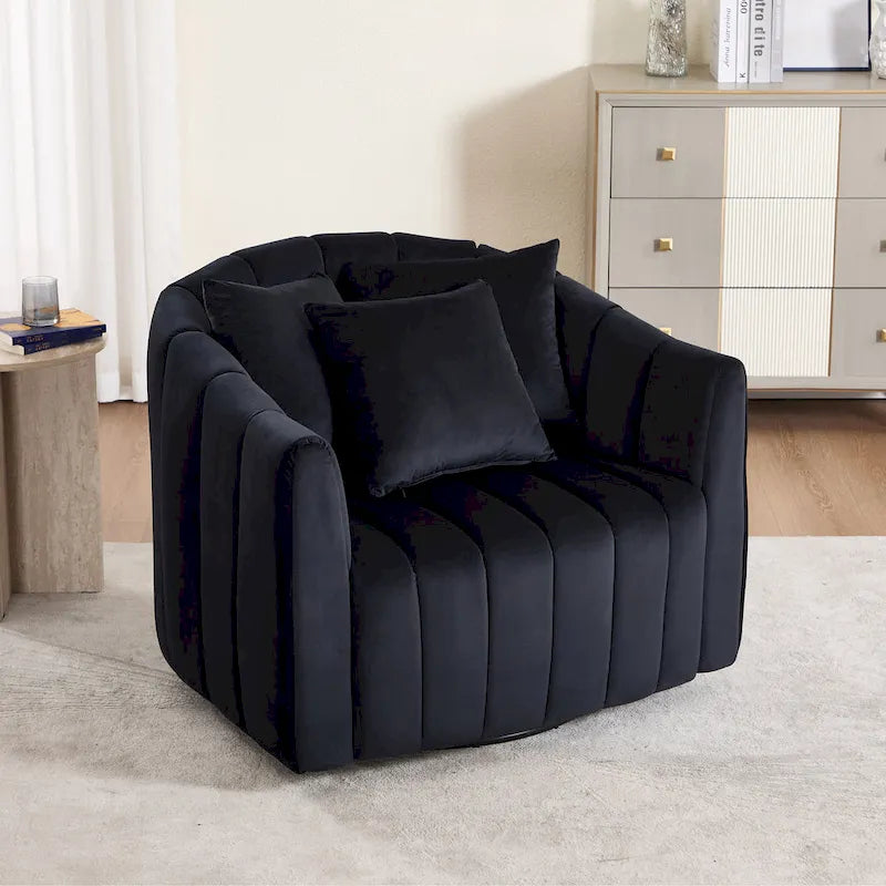 Poltrona girevole moderna da 40,4 W, poltrona singola girevole con pouf