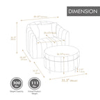 Poltrona girevole moderna da 40,4 W, poltrona singola girevole con pouf