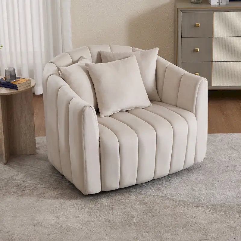 Poltrona girevole moderna da 40,4 W, poltrona singola girevole con pouf