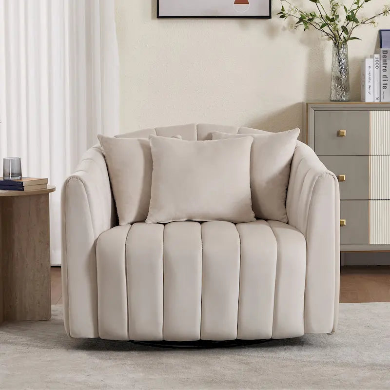 Poltrona girevole moderna da 40,4 W, poltrona singola girevole con pouf