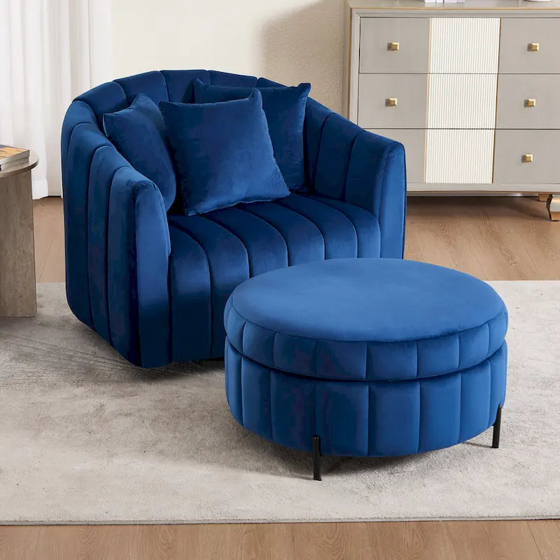 Poltrona girevole moderna da 40,4 W, poltrona singola girevole con pouf