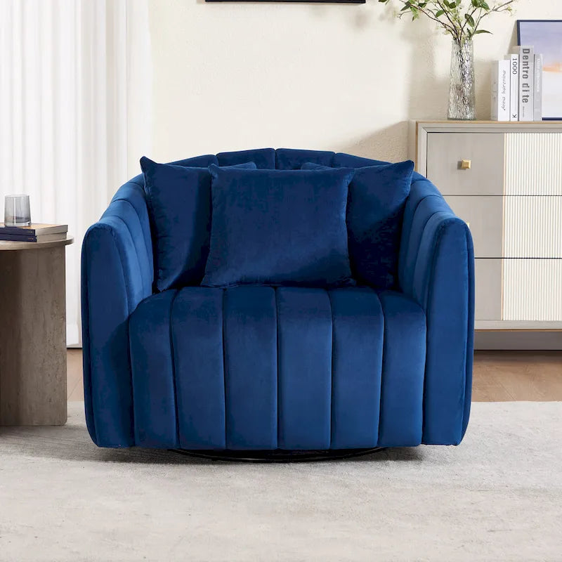 Poltrona girevole moderna da 40,4 W, poltrona singola girevole con pouf