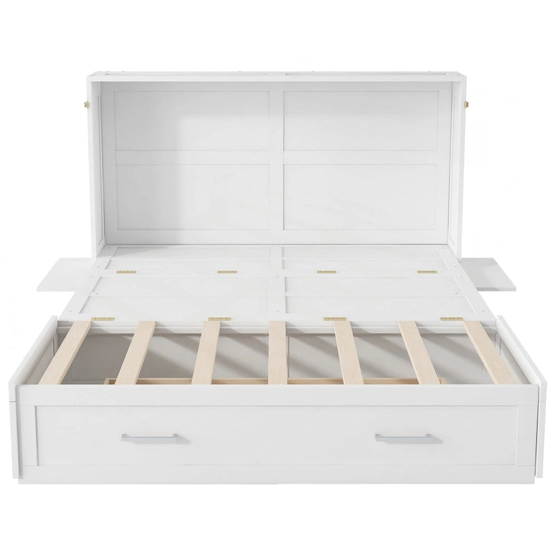 Letto a scomparsa matrimoniale versatile con cassetto e scaffali laterali
