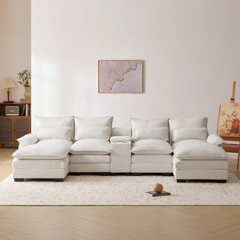 Divano componibile a U moderno Cloud, divano letto convertibile