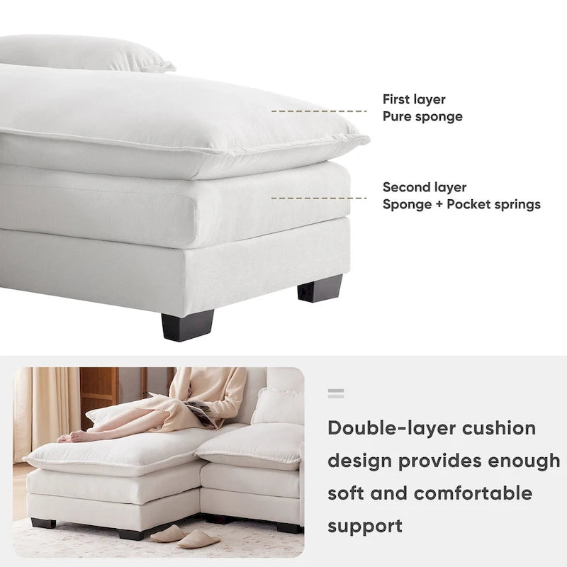 Divano componibile a U moderno Cloud, divano letto convertibile