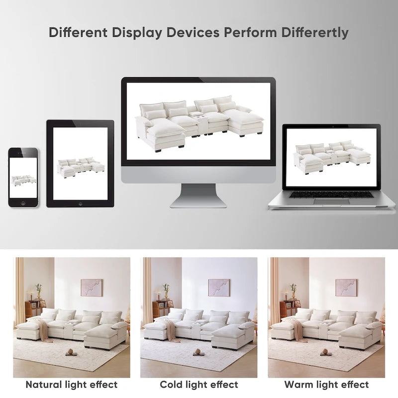Divano componibile a U moderno Cloud, divano letto convertibile