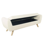 Panca Contenitore Ottomana con Braccioli, Sherpa Crema, Marrone, 152 cm