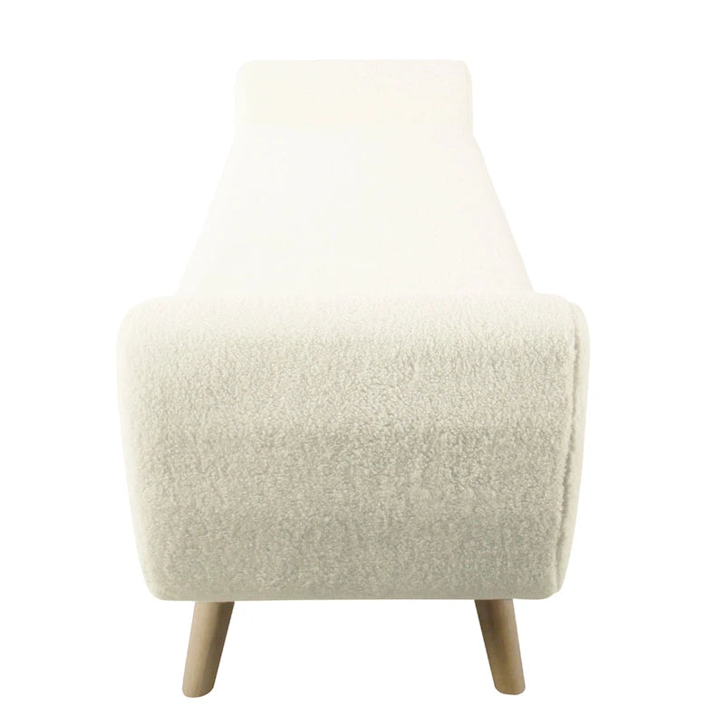 Panca Contenitore Ottomana con Braccioli, Sherpa Crema, Marrone, 152 cm