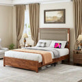 Letto a piattaforma Queen Size con testiera imbottita e luci a LED