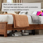 Letto a piattaforma Queen Size con testiera imbottita e luci a LED