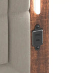 Letto a piattaforma Queen Size con testiera imbottita e luci a LED
