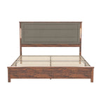 Letto a piattaforma Queen Size con testiera imbottita e luci a LED