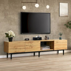 Mobile porta TV in legno da 70 con LED, ante e ripiani aperti per TV fino a 80 pollici