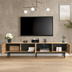 Mobile porta TV in legno da 70 con LED, ante e ripiani aperti per TV fino a 80 pollici