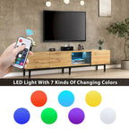 Mobile porta TV in legno da 70 con LED, ante e ripiani aperti per TV fino a 80 pollici