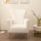 Poltrona Wingback bianca 29.9 con gambe dorate