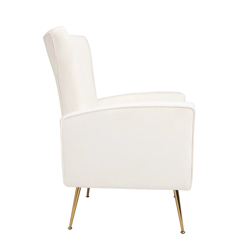 Poltrona Wingback bianca 29.9 con gambe dorate