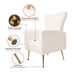 Poltrona Wingback bianca 29.9 con gambe dorate