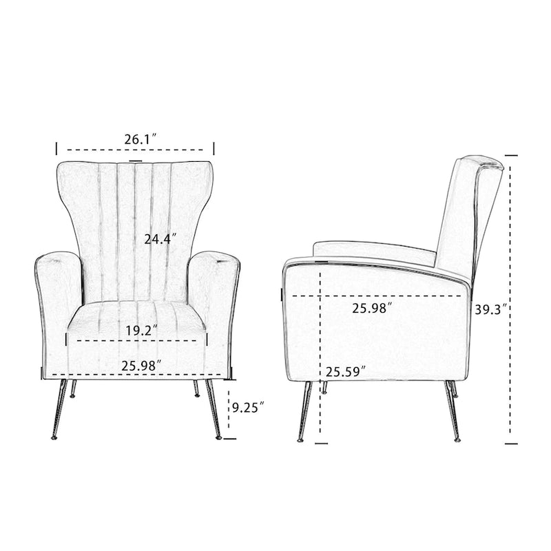 Poltrona Wingback bianca 29.9 con gambe dorate