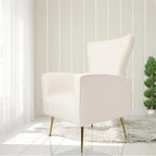 Poltrona Wingback bianca 29.9 con gambe dorate
