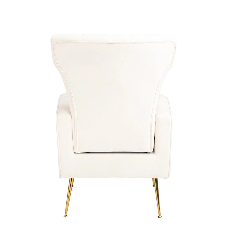 Poltrona Wingback bianca 29.9 con gambe dorate