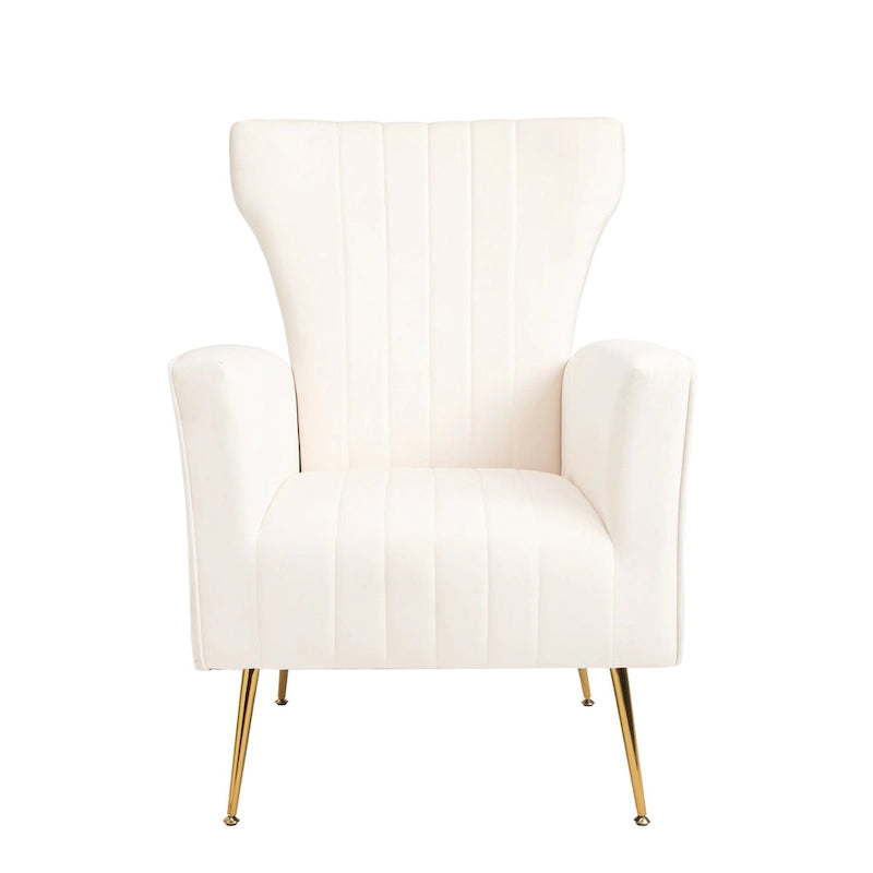 Poltrona Wingback bianca 29.9 con gambe dorate