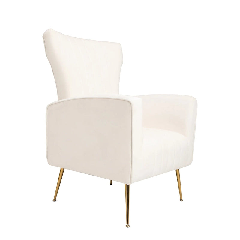 Poltrona Wingback bianca 29.9 con gambe dorate