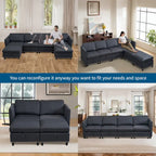 100 ampi divani componibili a U a 6 posti con contenitore, chaise longue reversibile e comodi cuscini profondi