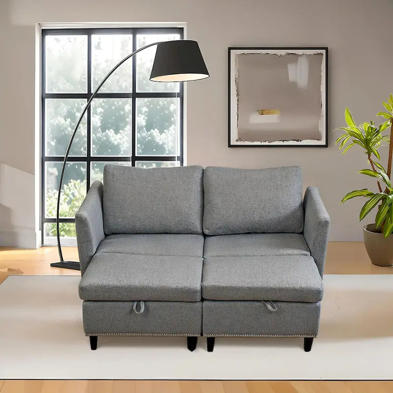 100 ampi divani componibili a U a 6 posti con contenitore, chaise longue reversibile e comodi cuscini profondi