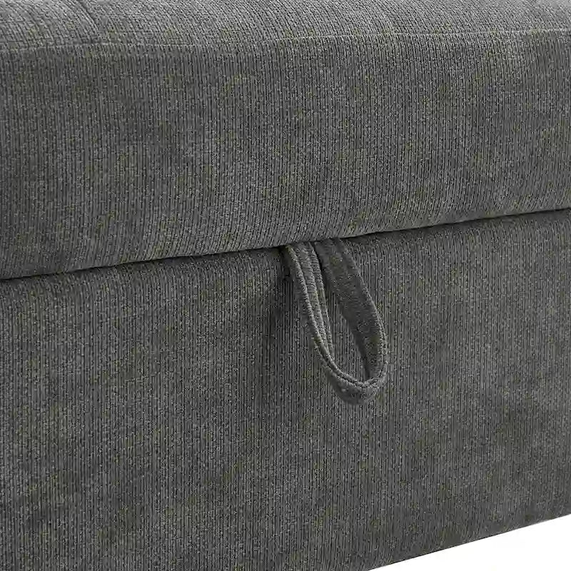 Divano sezionale a 4 posti a L da 91,5 cm con letto estraibile, contenitore nascosto e braccioli funzionali, per soggiorno