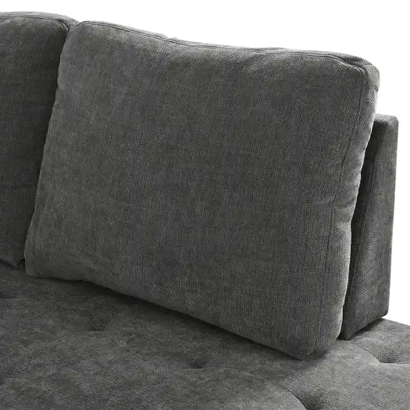 Divano sezionale a 4 posti a L da 91,5 cm con letto estraibile, contenitore nascosto e braccioli funzionali, per soggiorno