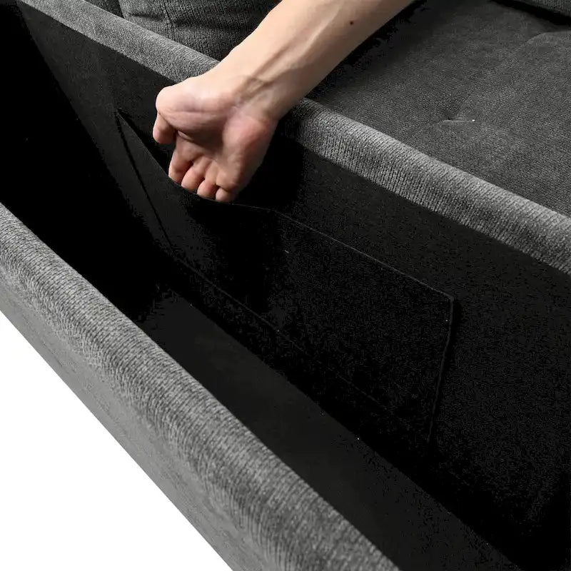 Divano sezionale a 4 posti a L da 91,5 cm con letto estraibile, contenitore nascosto e braccioli funzionali, per soggiorno