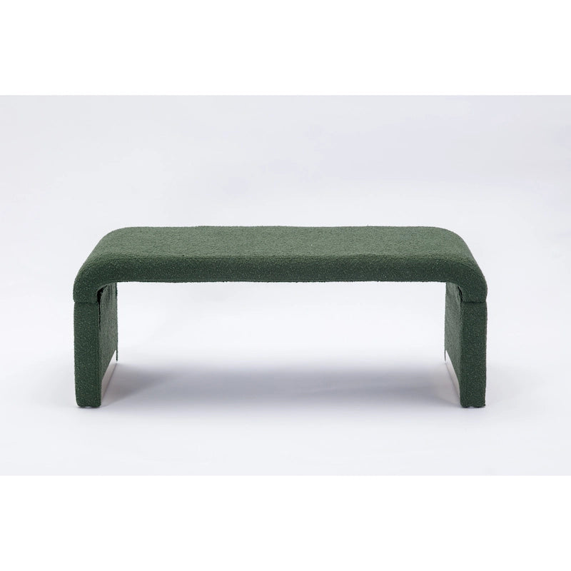 Panca moderna nuova in tessuto Boucle, poggiapiedi, sgabello da camera da letto, panca per scarpe con gambe in metallo dorato