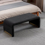 Panca moderna nuova in tessuto Boucle, poggiapiedi, sgabello da camera da letto, panca per scarpe con gambe in metallo dorato