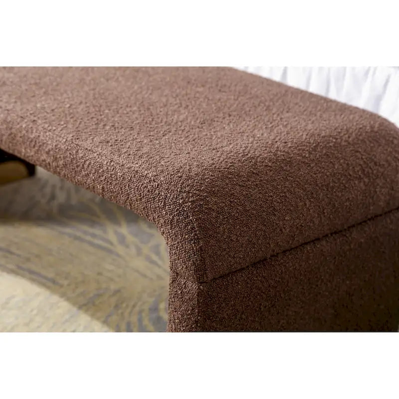Panca moderna nuova in tessuto Boucle, poggiapiedi, sgabello da camera da letto, panca per scarpe con gambe in metallo dorato