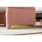 Panca moderna nuova in tessuto Boucle, poggiapiedi, sgabello da camera da letto, panca per scarpe con gambe in metallo dorato