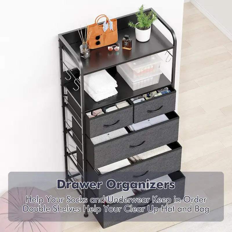 Cassettiera a 5 cassetti per camera da letto con ripiano