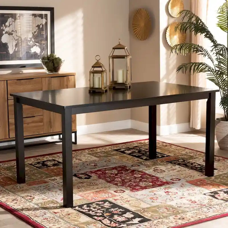 Tavolo da pranzo in legno con finitura espresso, moderno e contemporaneo