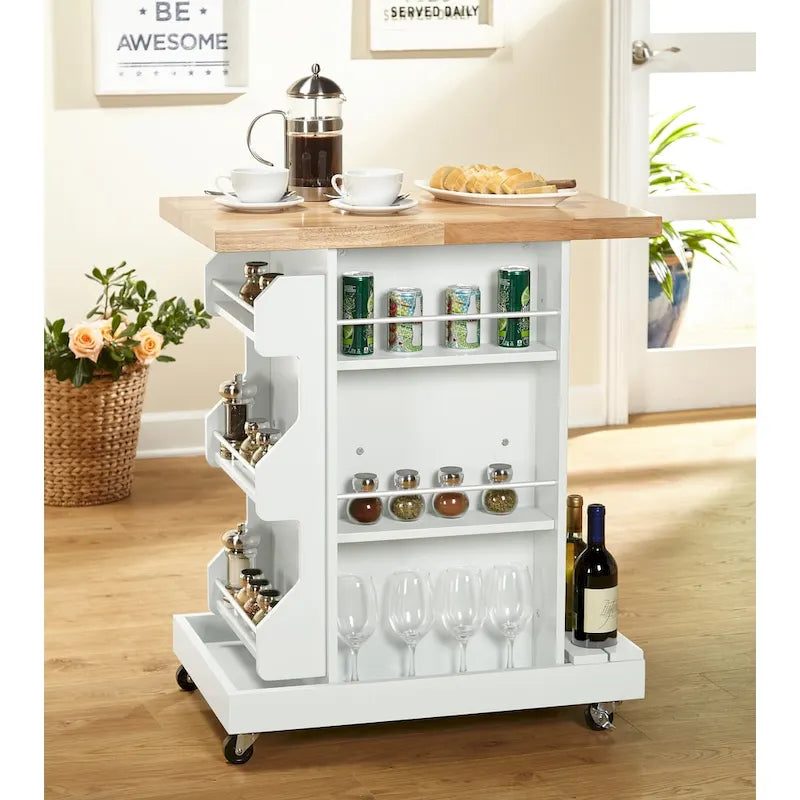  Hampton Rolling Kitchen Cart with Wine Storage