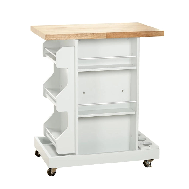 Carrello da Cucina su Ruote con Portabottiglie