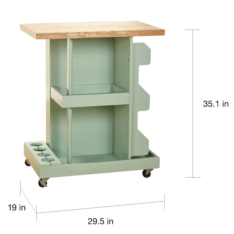 Carrello da Cucina su Ruote con Portabottiglie