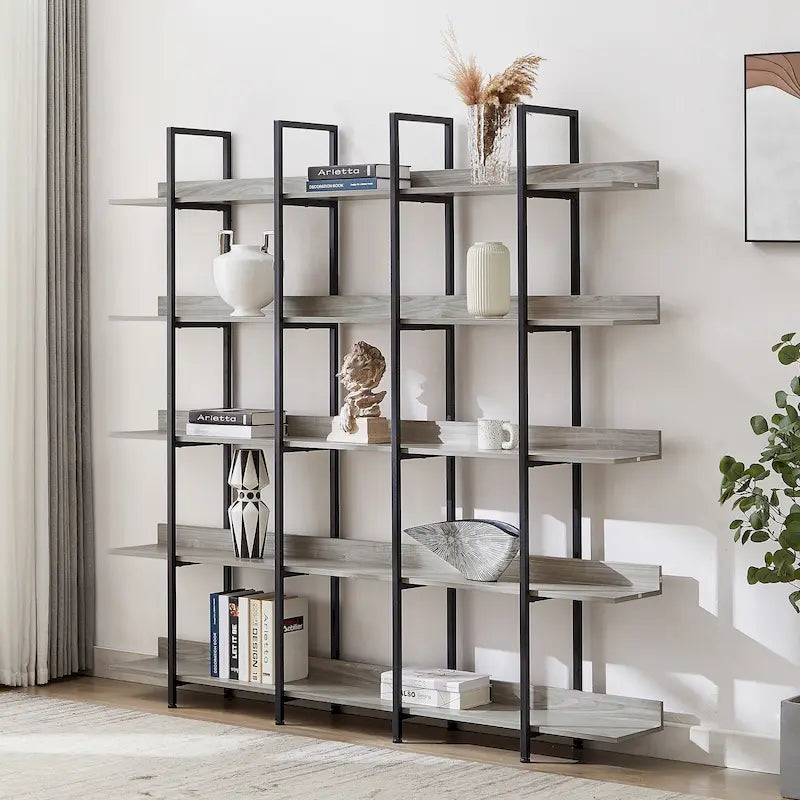 Libreria aperta a 5 ripiani, stile industriale vintage