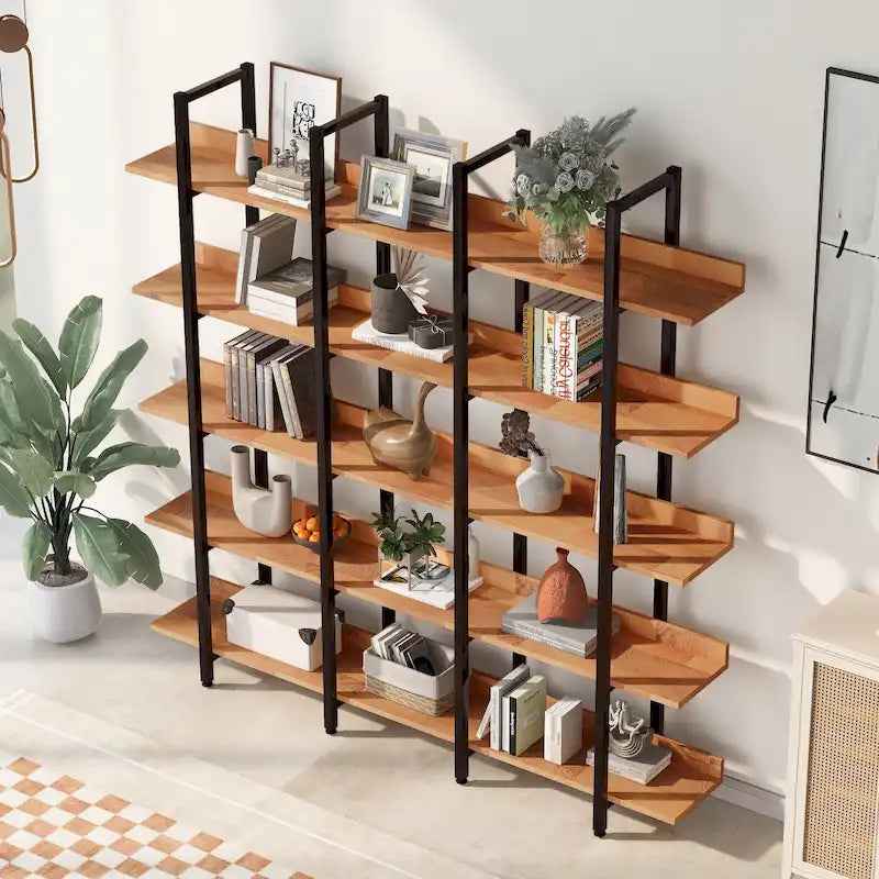 Libreria aperta a 5 ripiani, stile industriale vintage