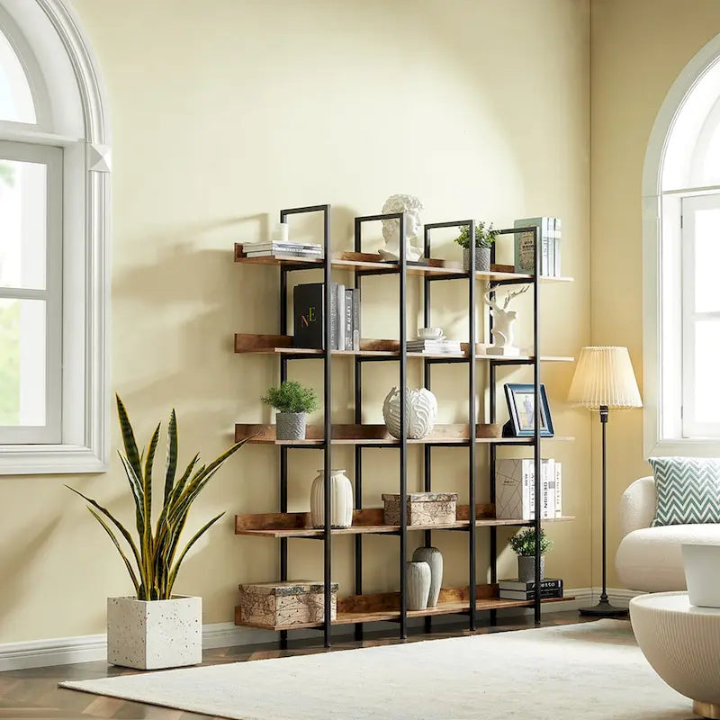 Libreria aperta a 5 ripiani, stile industriale vintage