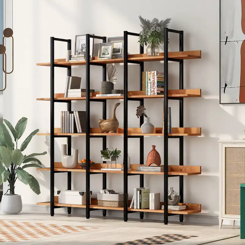 Libreria aperta a 5 ripiani, stile industriale vintage