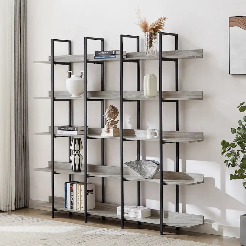Libreria aperta a 5 ripiani, stile industriale vintage